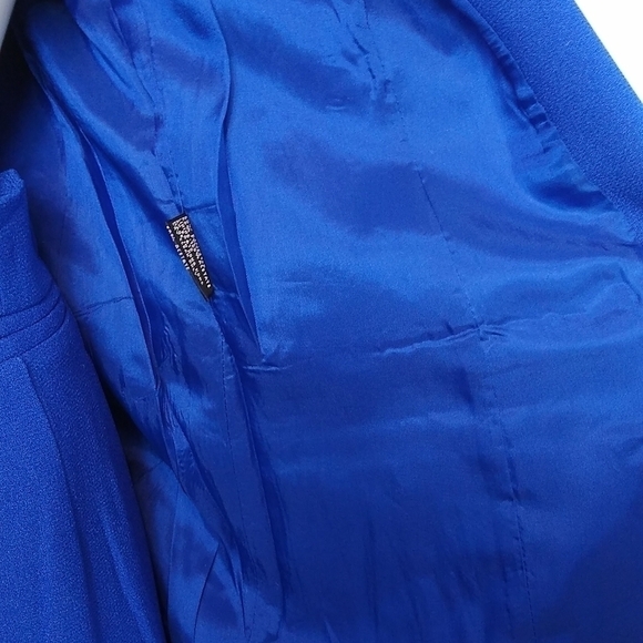 Le Suit Petite SZ 4P Royal Blue Early 90's Retro Short Sleeve Suit Skirt Set - Picture 9 of 15